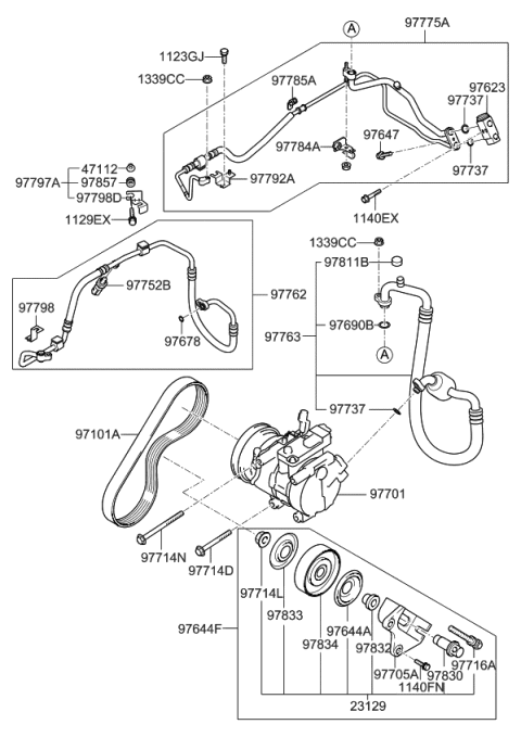 2009 Kia Spectra5 SX Air Condition System-Cooler Line, Front Diagram 1