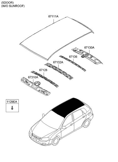 2008 Kia Spectra5 SX Roof Panel Diagram 3