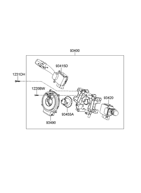 2007 Kia Spectra5 SX Switch Assembly-Multifunction Diagram for 934102F045