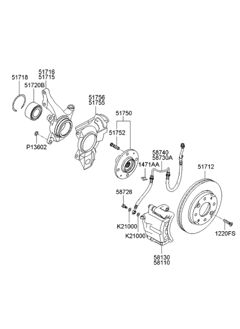 2009 Kia Spectra SX Front Axle Diagram 1