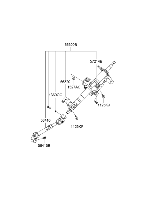 2009 Kia Spectra5 SX Steering Column & Shaft Diagram