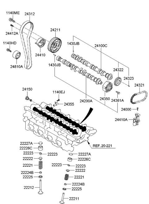 2008 Kia Spectra SX Camshaft & Valve Diagram