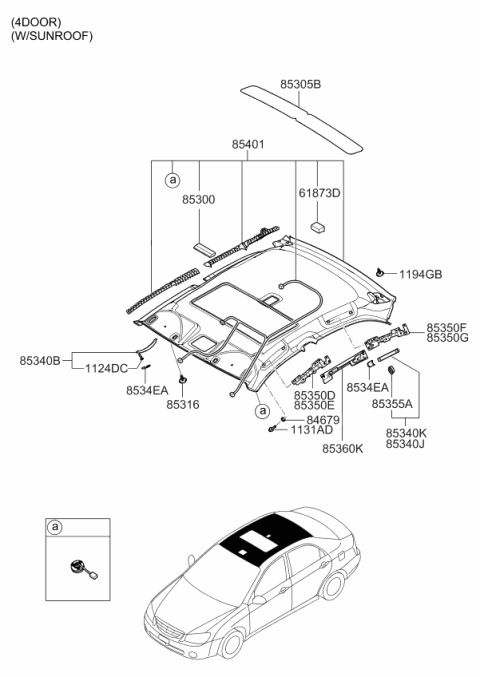 2008 Kia Spectra5 SX Clip-Trim Mounting Diagram for 0B10268865VA