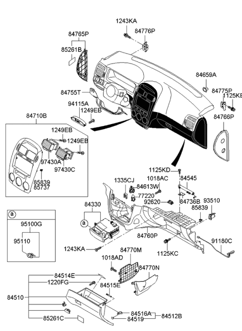 2009 Kia Spectra SX Panel Assembly-Crash Pad Diagram for 847612F500VA