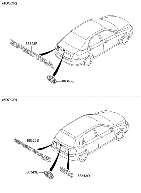 2007 Kia Spectra SX Emblem Diagram