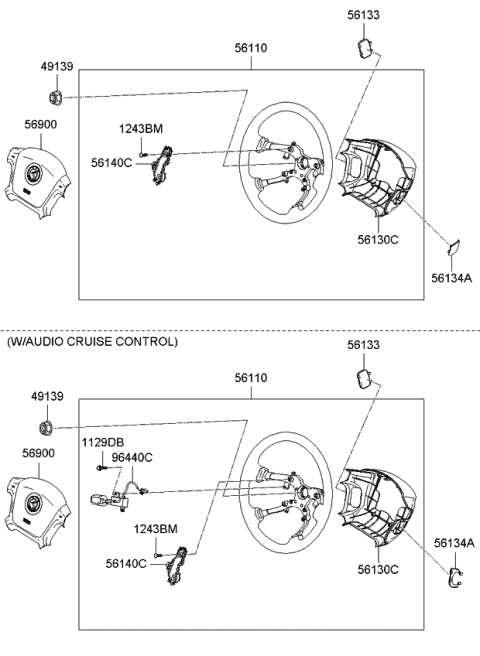 2009 Kia Spectra5 SX Steering Wheel Diagram