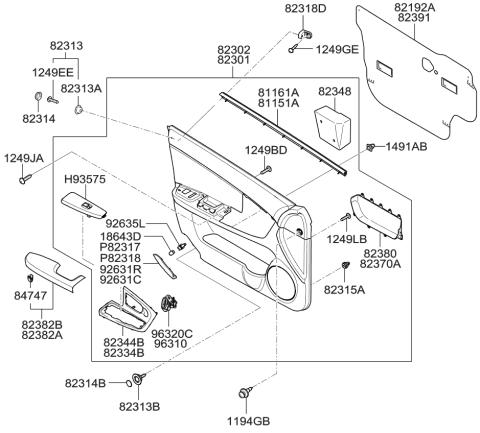 2009 Kia Spectra SX WEATHERSTRIP-Front Door Belt Inside Diagram for 822412F000
