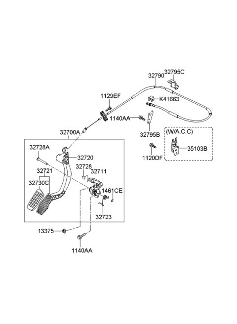 2008 Kia Spectra SX Accelerator Pedal Diagram 1