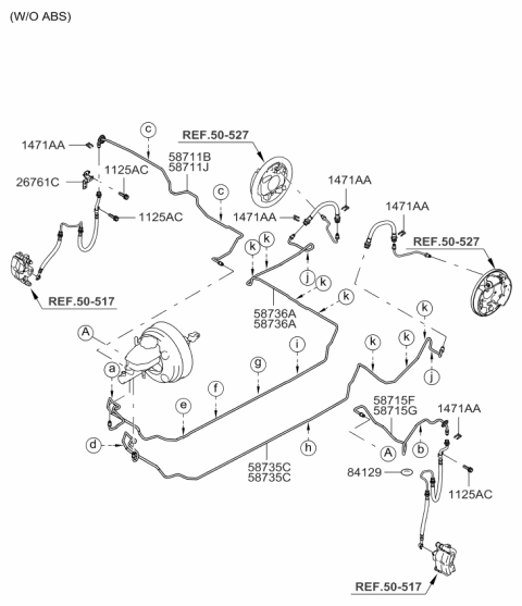 2008 Kia Spectra5 SX Brake Fluid Line Diagram 1