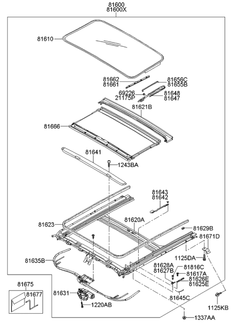 2009 Kia Spectra SX Sunroof Diagram 1