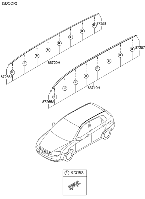 2008 Kia Spectra5 SX Roof Garnish & Roof Rack Diagram 2