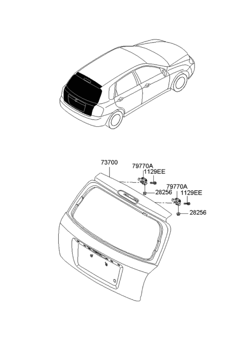 2008 Kia Spectra SX Panel Assembly-Tail Gate Diagram for 737002F250