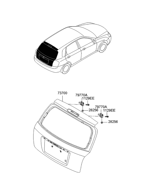 2009 Kia Spectra5 SX Tail Gate Diagram