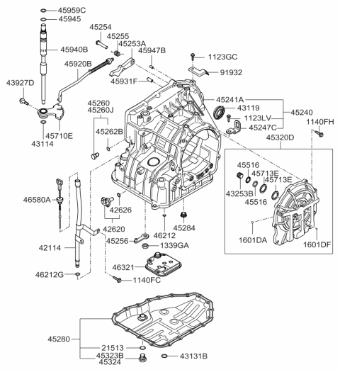 2007 Kia Spectra SX Auto Transmission Case Diagram 2