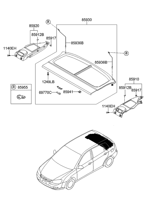 2008 Kia Spectra SX Hanger-Covering Shelf Diagram for 859451C000