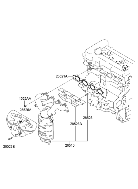 2007 Kia Spectra5 SX Exhaust Manifold Assembly Diagram for 2851023520