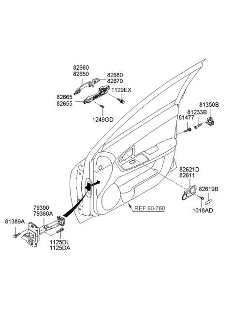 2008 Kia Spectra5 SX Locking-Front Door Diagram