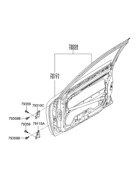 2007 Kia Spectra5 SX Hinge Assembly-Door Upper LH Diagram for 793102F000