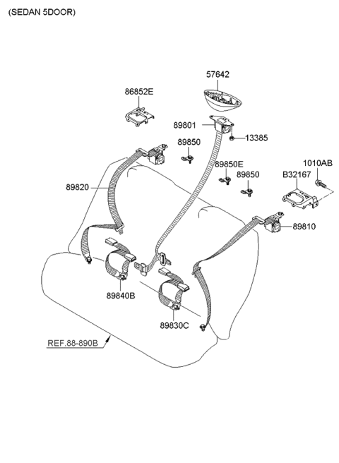 2007 Kia Spectra SX Rear Seat Belt Diagram 2