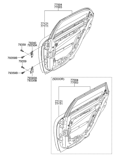 2009 Kia Spectra5 SX Panel-Rear Door Diagram