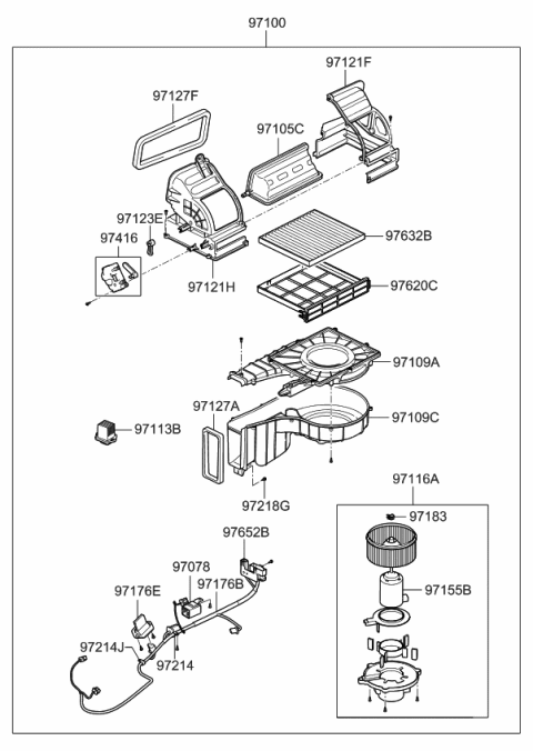 2007 Kia Spectra SX Heater System-Heater & Evaporator Diagram 2