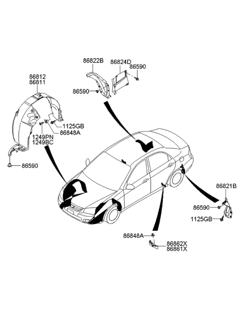 2008 Kia Spectra5 SX Guard Assembly-Rear Wheel Diagram for 868221L200