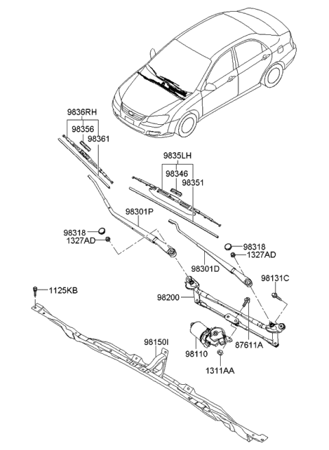 2009 Kia Spectra SX Windshield Wiper Diagram