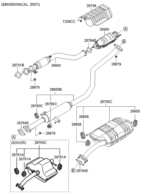 2007 Kia Spectra SX Muffler & Exhaust Pipe Diagram 2