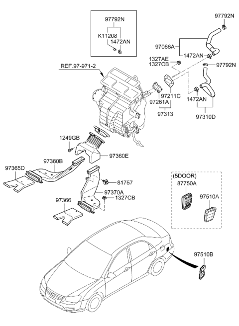 2008 Kia Spectra5 SX Grille Assembly-Air Extractor Diagram for 975102F100