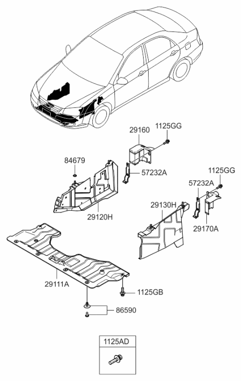 2008 Kia Spectra5 SX Under Cover Diagram