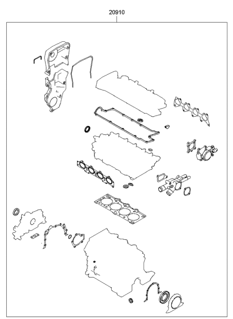 2008 Kia Spectra SX Engine Gasket Kit Diagram