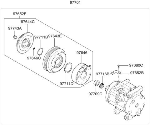 2008 Kia Sedona Seal-A/C Compressor Diagram for 9770933300