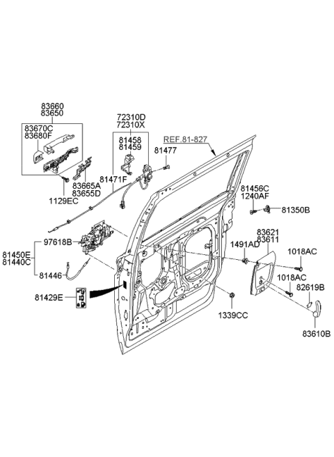 2013 Kia Sedona Cable Assembly-Rear Door Outside Diagram for 814464D501