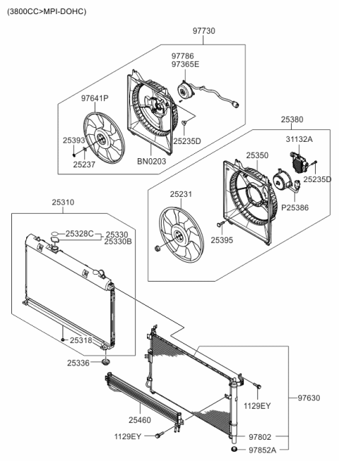 2007 Kia Sedona Engine Cooling System Diagram 1