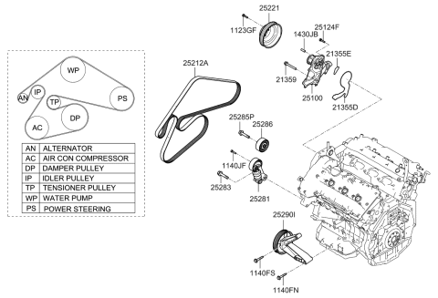 2013 Kia Sedona Pump Assembly-COOLENT Diagram for 251003C131