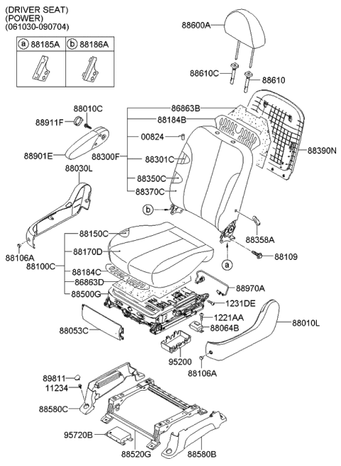 2006 Kia Sedona Produced After NOV.2006 Seat-Front Diagram 7