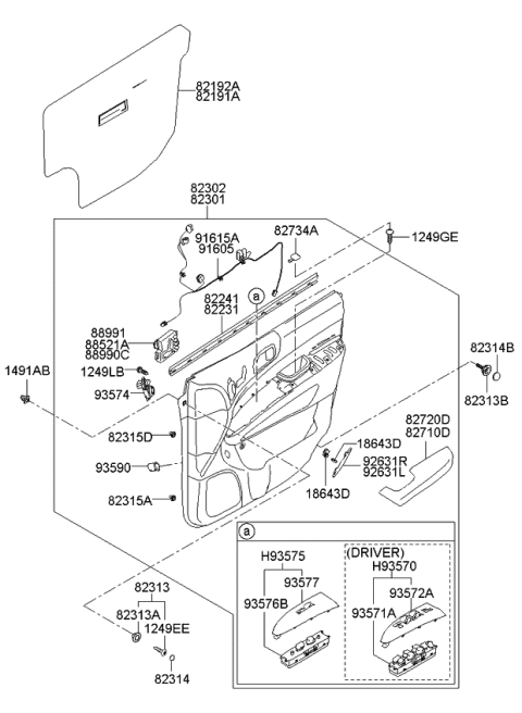 2013 Kia Sedona Panel Complete-Front Door Trim Diagram for 823084D251AD2