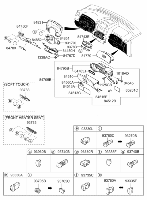 2010 Kia Sedona SHROUD-Steering Column Diagram for 848524D100DP