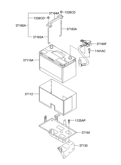 2007 Kia Sedona Insulation Pad-Battery Diagram for 371124D700