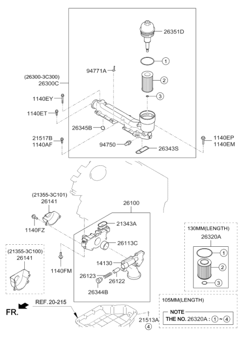 2006 Kia Sedona Produced After NOV.2006 Front Case & Oil Filter Diagram 4