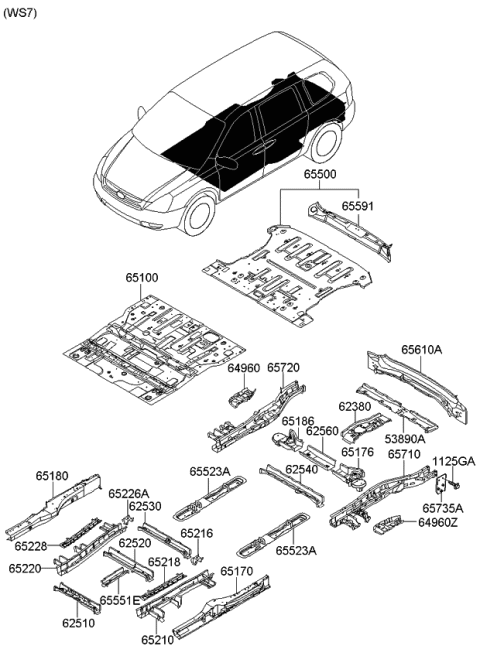 2012 Kia Sedona Bulkhead,RH Diagram for 652264D000