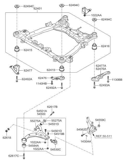 2014 Kia Sedona Crossmember-Front Diagram