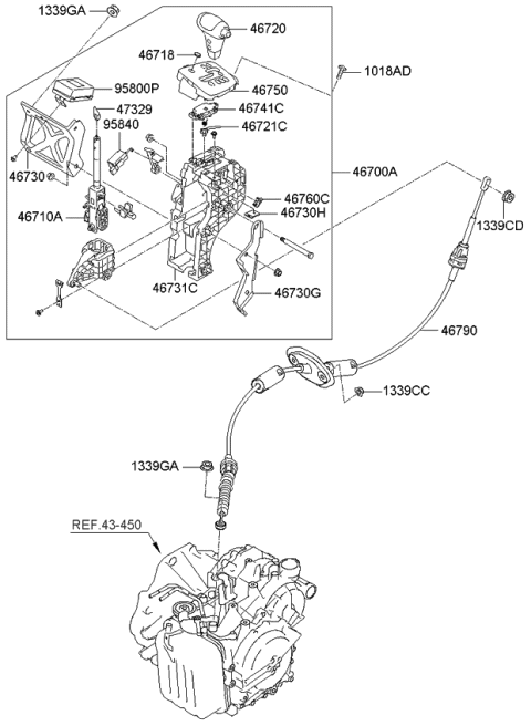 2007 Kia Sedona Shift Lever Control Diagram