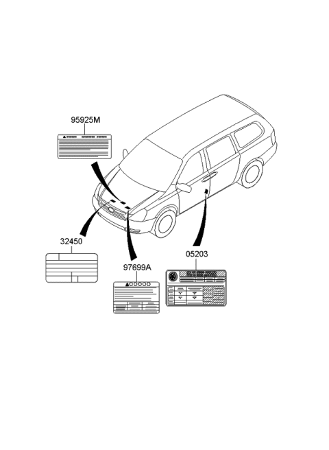 2007 Kia Sedona Label-Emission Control Diagram for 324503C178
