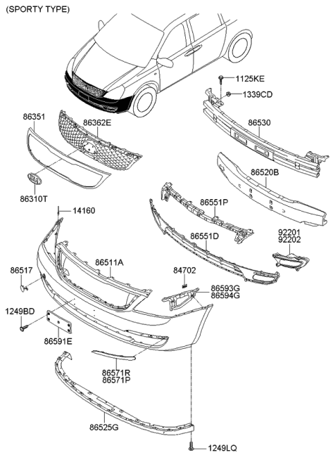 2009 Kia Sedona Bumper-Front Diagram 2