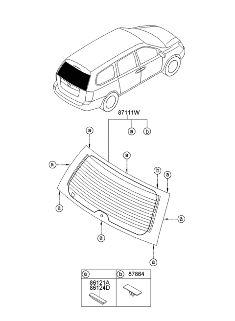 2007 Kia Sedona Glass-Rear Window Diagram