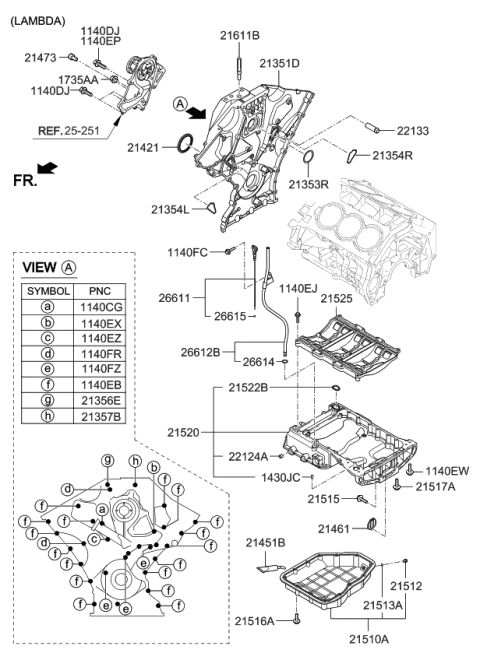 2006 Kia Sedona Oil Level Gauge Guide Diagram for 266123C203