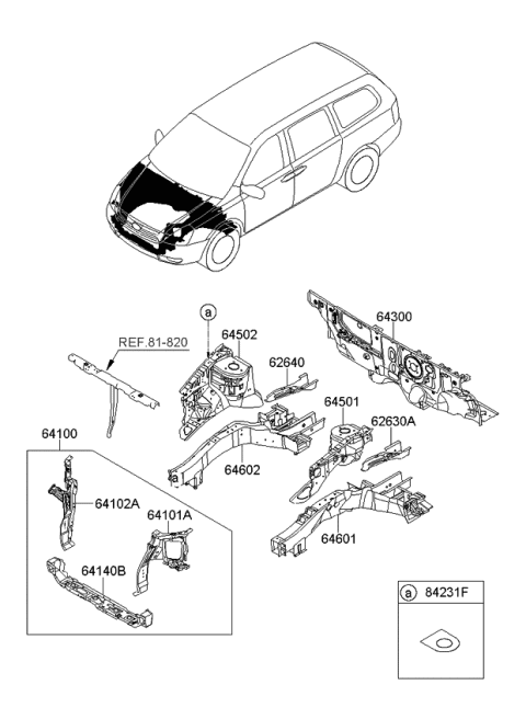2008 Kia Sedona Panel Assembly-Head Lamp Support Diagram for 641014D010