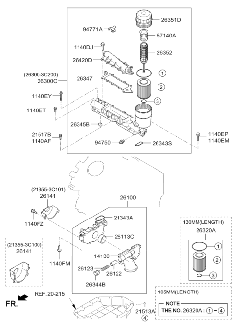 2006 Kia Sedona Produced After NOV.2006 Front Case & Oil Filter Diagram 2