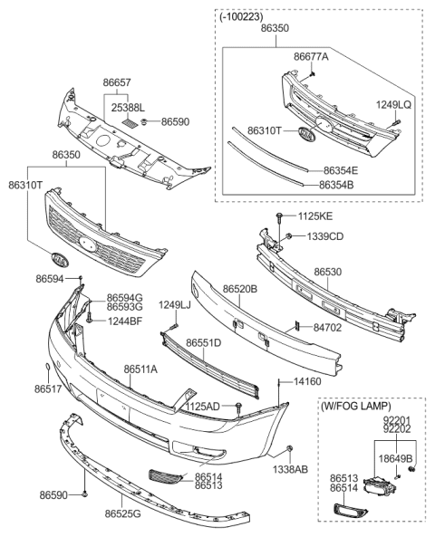 2012 Kia Sedona Cover-Front Bumper BLANKING Diagram for 865124D000